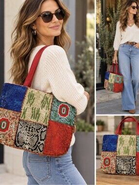VINTAGE CHRISTIANA Beaded Sequined‎ tote Boutique Artisan made